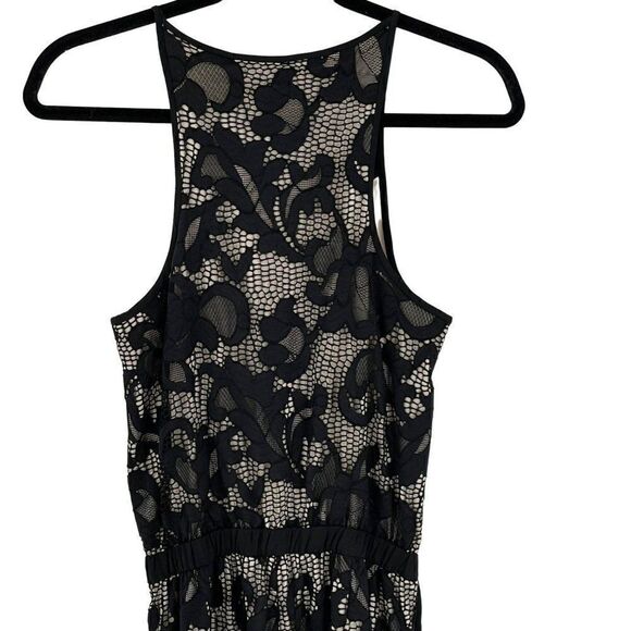Diane Von Furstenberg Shany Abstract Floral Lace Black Sleeveless Jumpsuit 2 - Picture 9 of 11